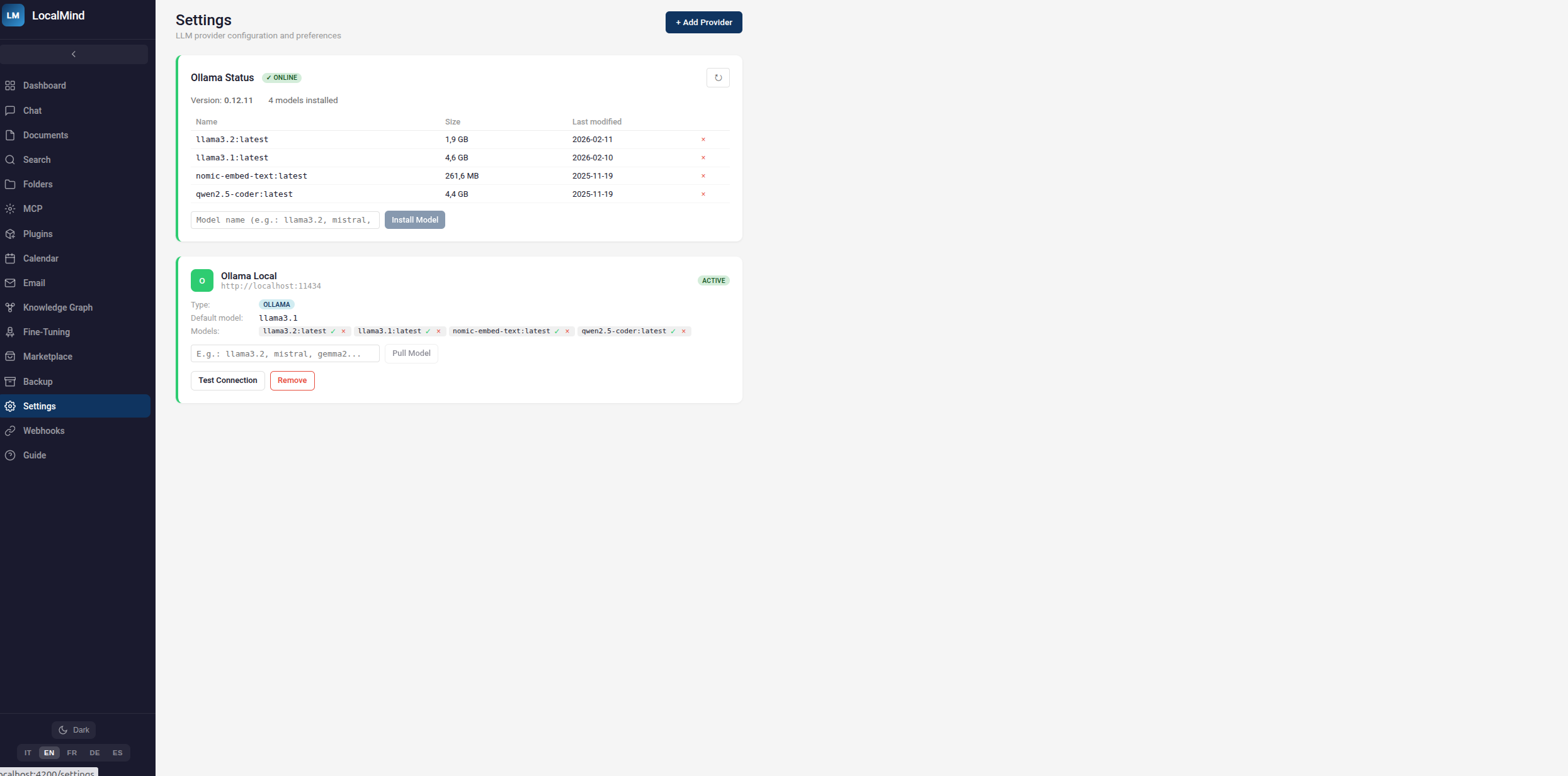 LocalMind — screenshot 2 dell'interfaccia