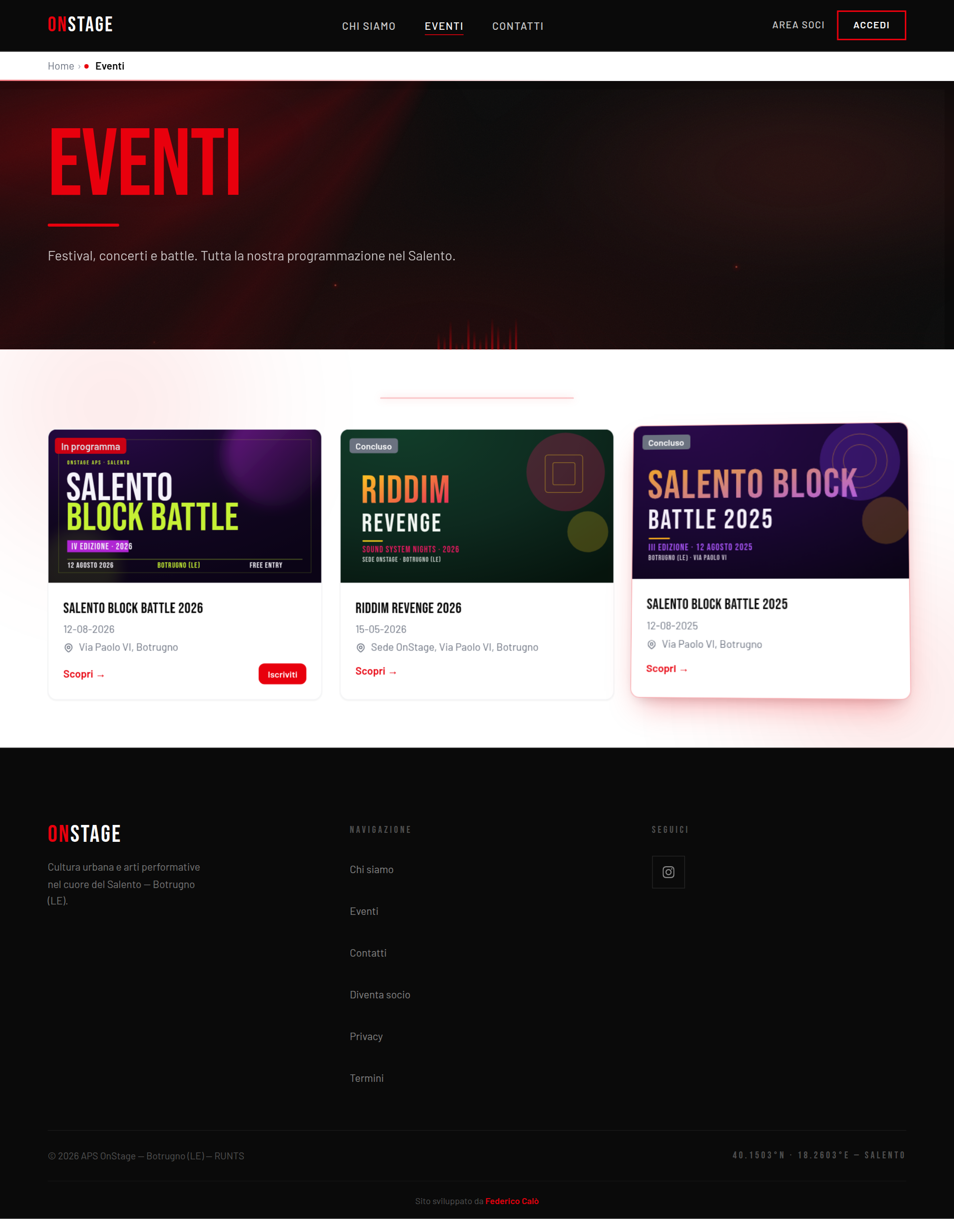 Page Events with upcoming appointments of the association
