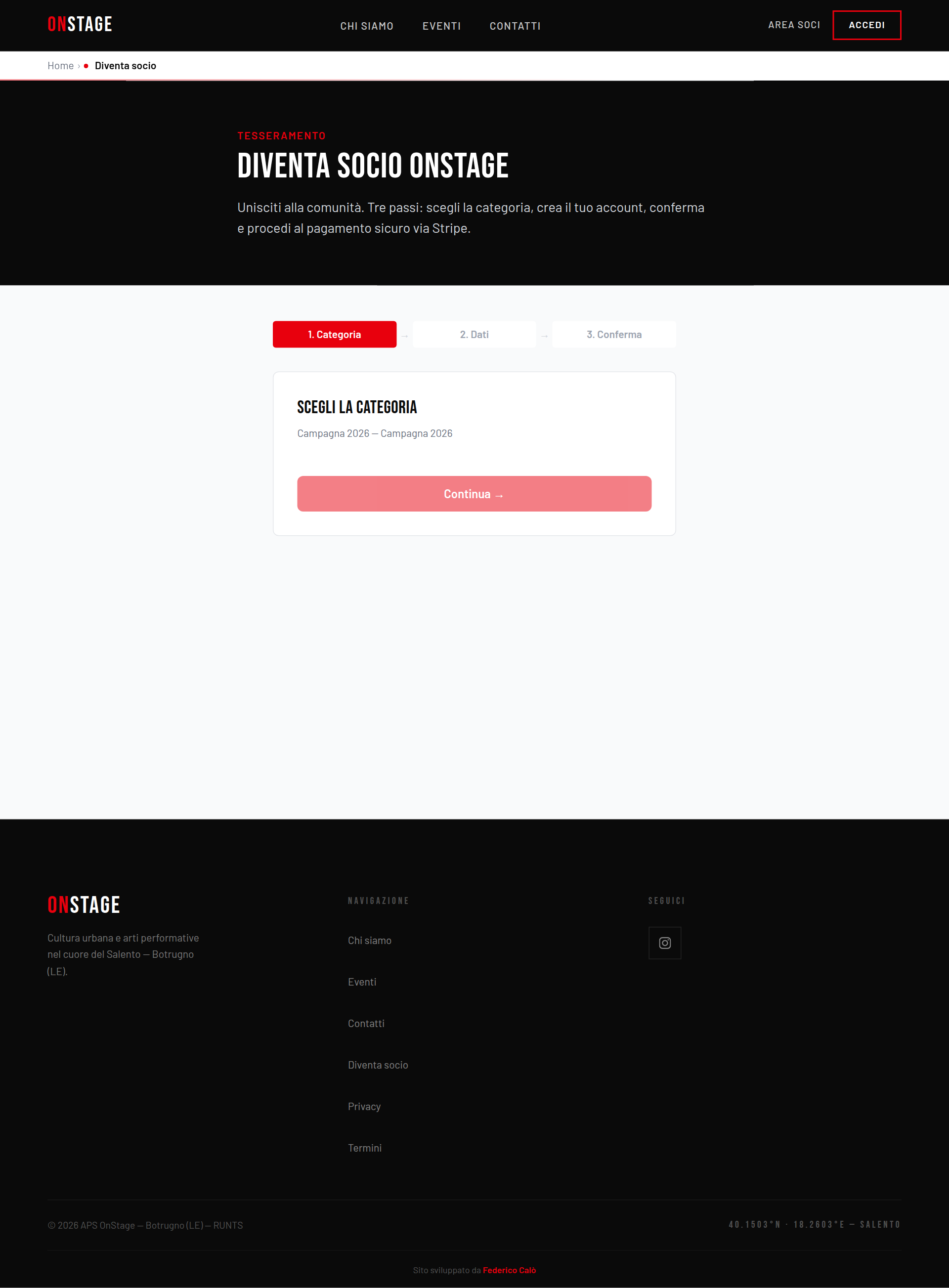 Online registration in three steps with secure payment via Stripe